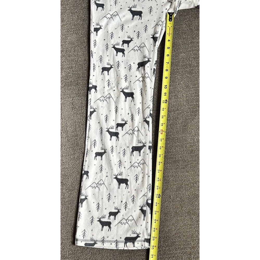 PJ Salvage Fleece Top Pajamas White Moose Winter Outdoors Long Sleeve Sz M - Picture 11 of 14